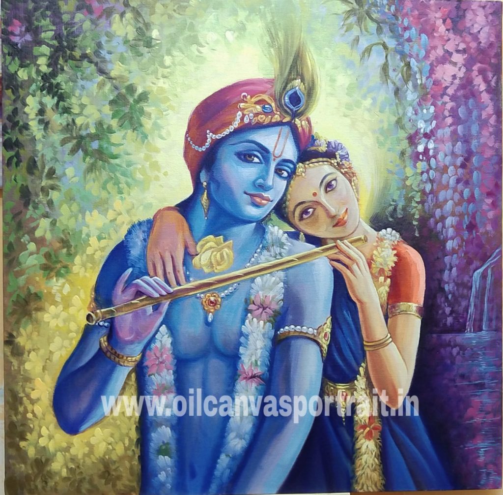 Canvas Painting Of Radha Krishna Oil Canvas Portrait