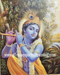 Krishna playing flute canvas paintings