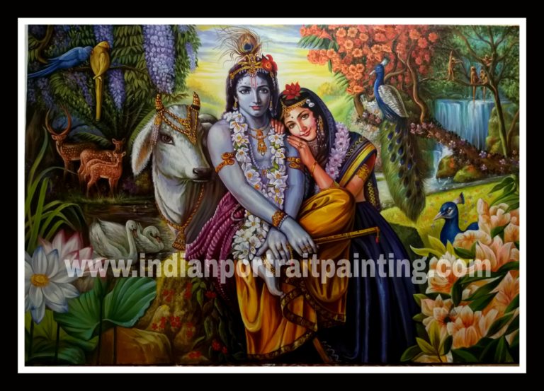 Original Radha Krishna Paintings On Canvas Oil Canvas Portrait