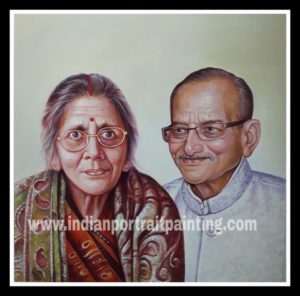 Original custom oil portrait for grandparents
