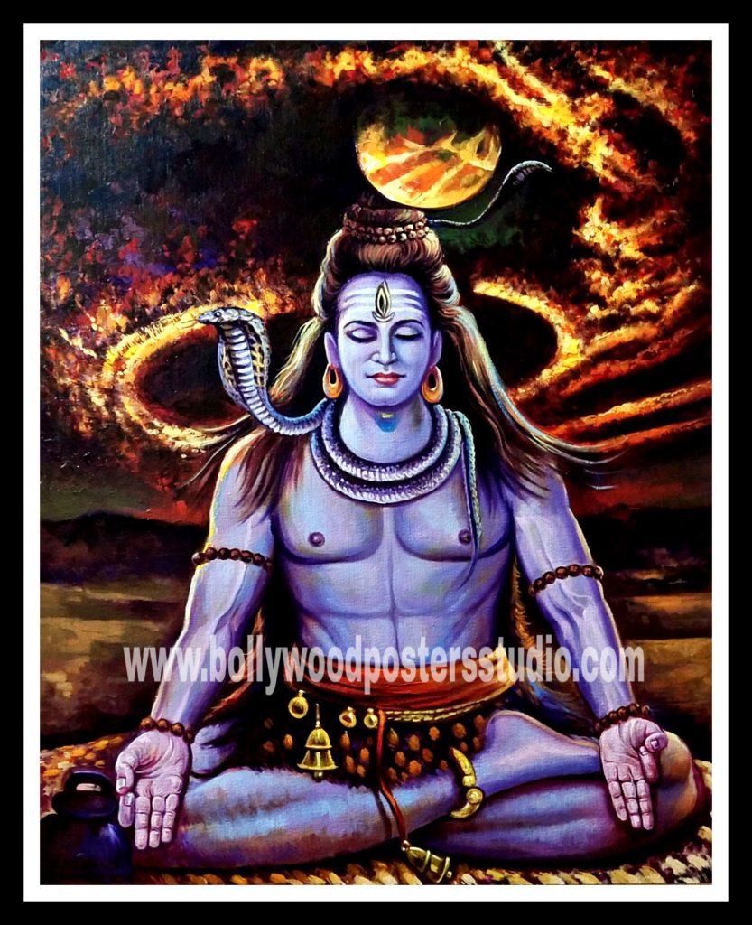 Lord shiva meditation original paintings - Oil Canvas portrait
