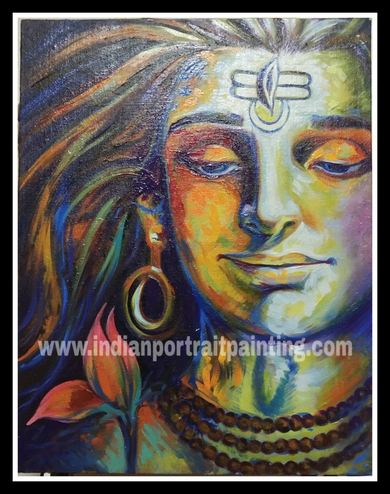 Abstract art lord shiva rudra painting - Oil Canvas portrait