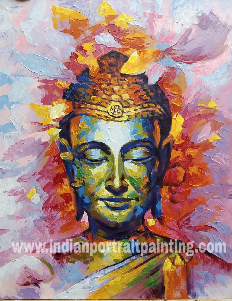 Original Buddha paintings abstract art - Oil Canvas portrait