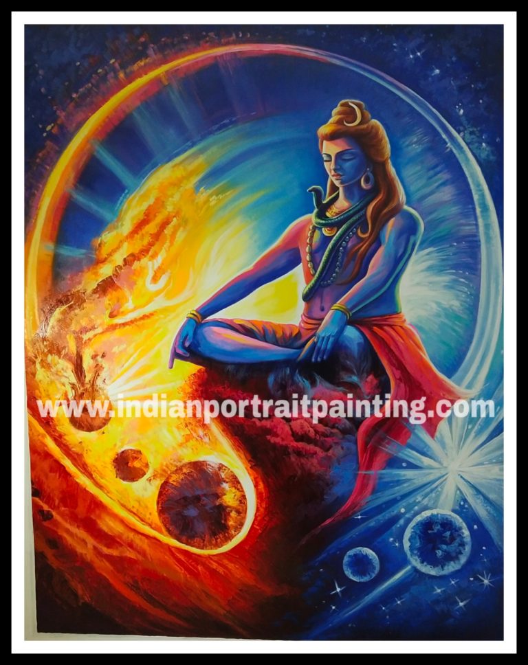Hand painted Shiva neon oil paint paintings Oil Canvas portrait