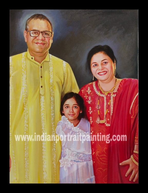 Custom personalized oil portrait for family